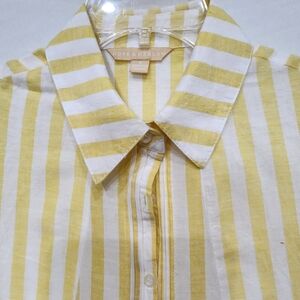 Hope and Harlow Yellow/White Linen sleeveless summer dress, size 8